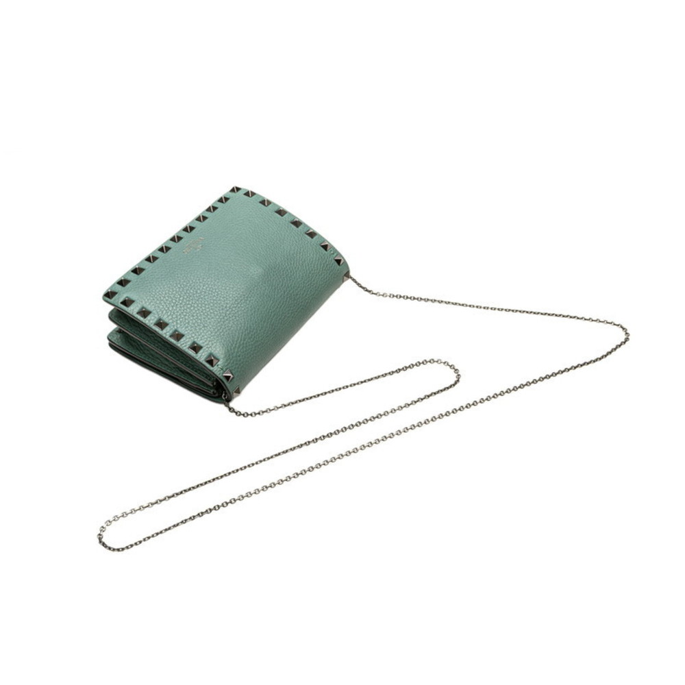 Valentino Rockstud Chain Shoulder Bag in Green Leather for Women. - Picture 8 of 10